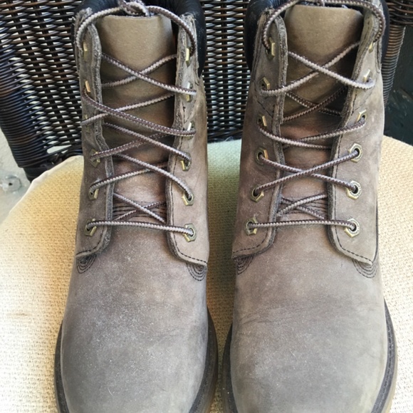 Timberland WOMEN'S 6" PREMIUM LEATHER BOOTS WATERPROOF Lace Up Grey Sz 9 - Picture 4 of 10